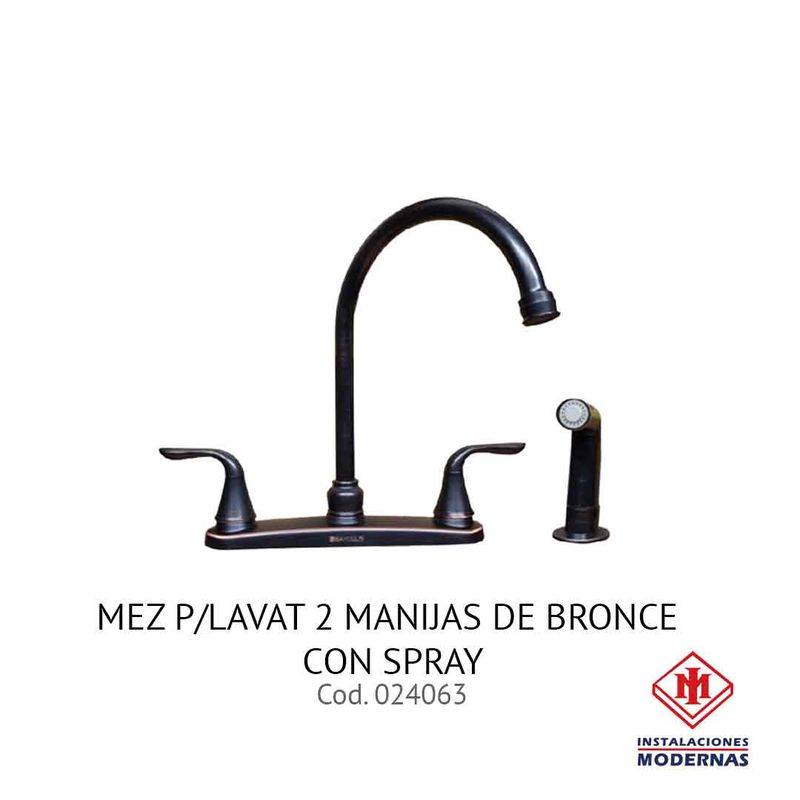 MEZ P/LAVAT 2 MANIJAS DE BRONCE CON SPRAY
