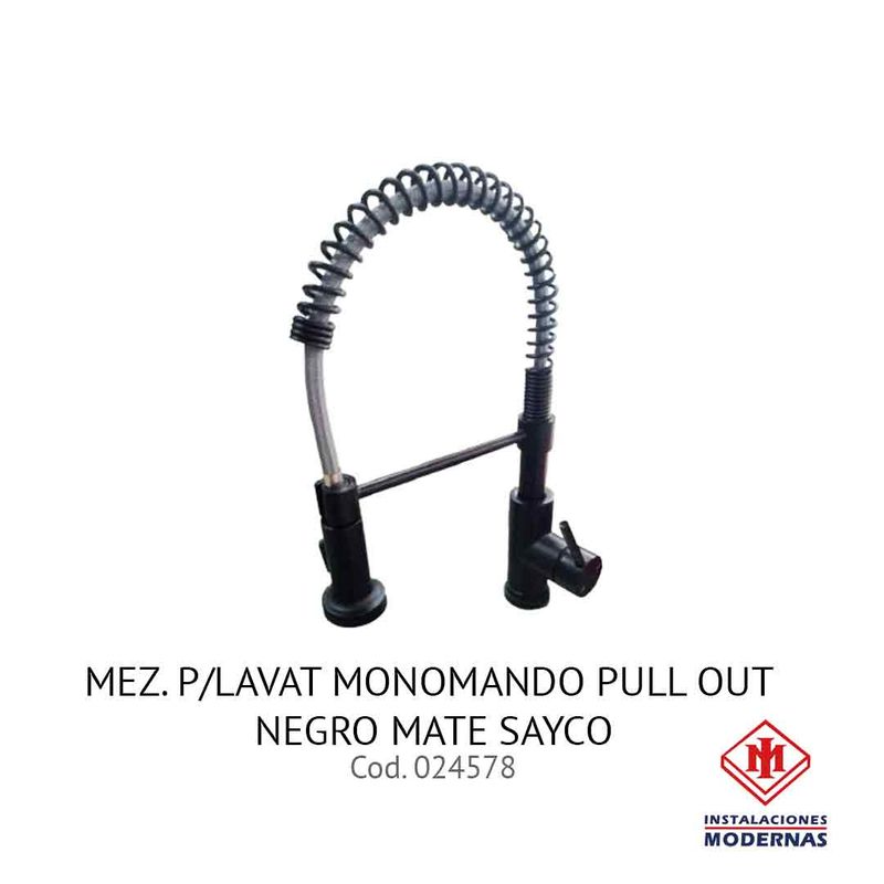 MEZ. P/LAVAT MONOMANDO PULL OUT NEGRO MATE SAYCO