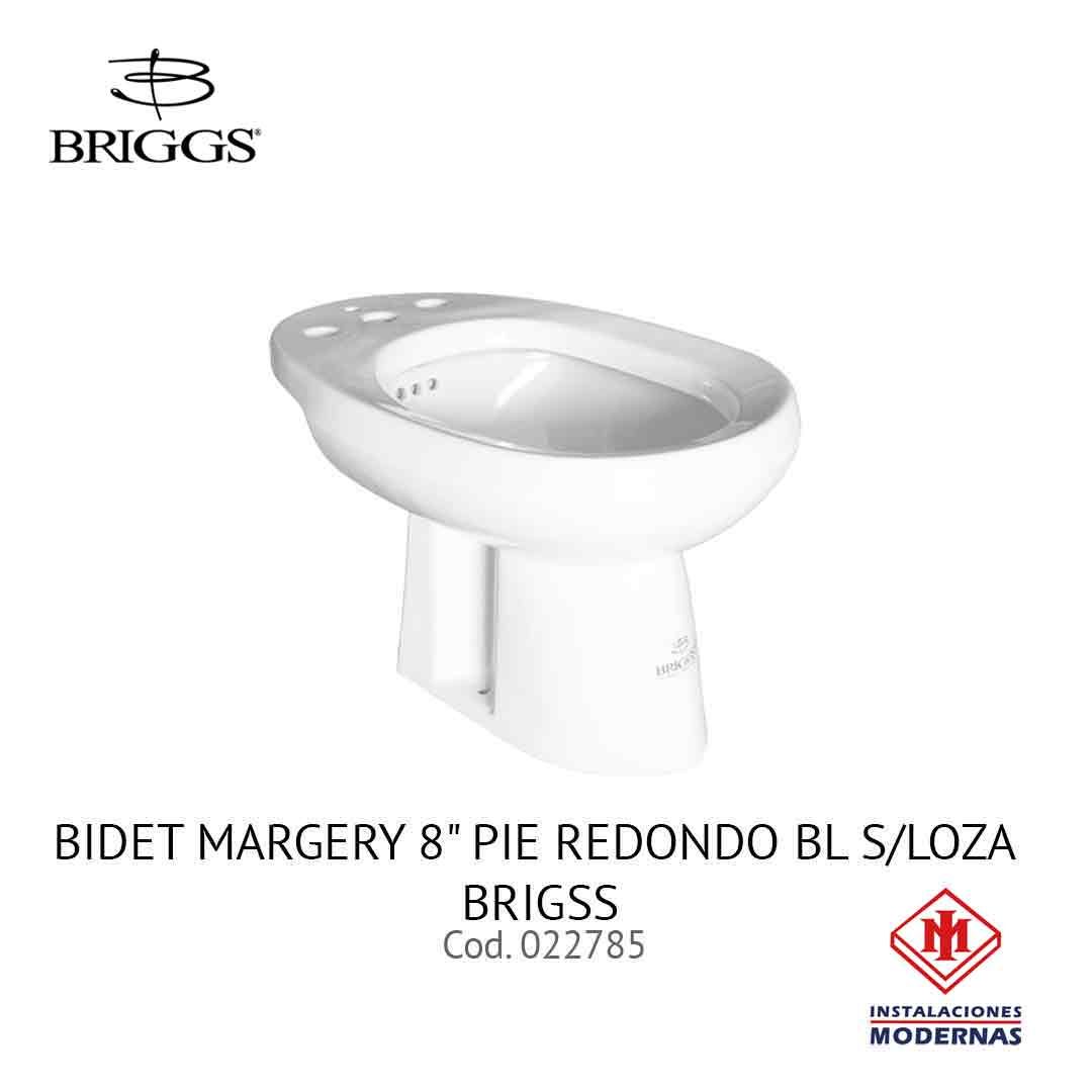 BIDET MARGERY 8&quot; PIE REDONDO BL S/LOZA BRIGSS