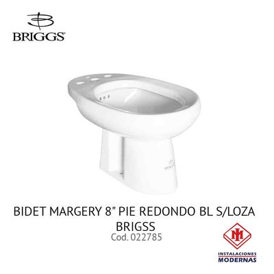 BIDET MARGERY 8&quot; PIE REDONDO BL S/LOZA BRIGSS