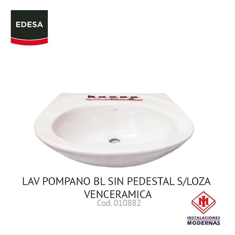 LAV POMPANO BL SIN PEDESTAL S/LOZA VENCERAMICA