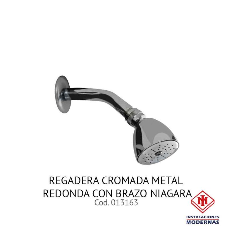 REGADERA CROMADA METAL REDONDA CON BRAZO NIAGARA