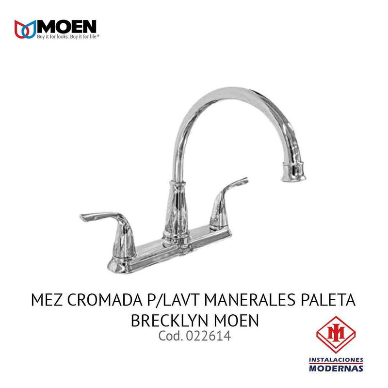 MEZ CROMADA P/LAVT MANERALES PALETA BRECKLYN MOEN