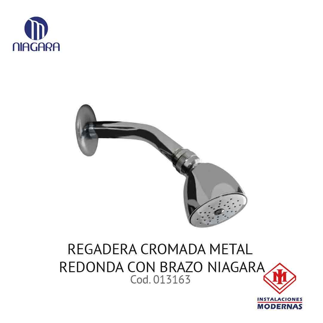 REGADERA CROMADA METAL REDONDA CON BRAZO NIAGARA