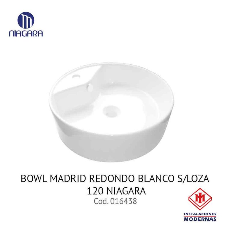 BOWL MADRID REDONDO BLANCO S/LOZA 120 NIAGARA
