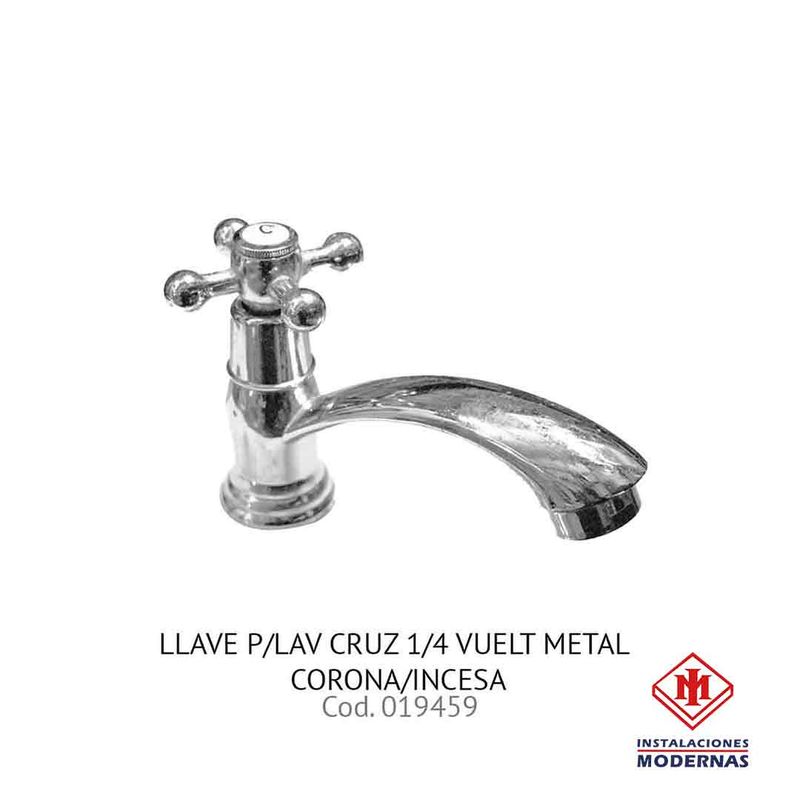 LLAVE P/LAV CRUZ 1/4 VUELT METAL CORONA/INCESA