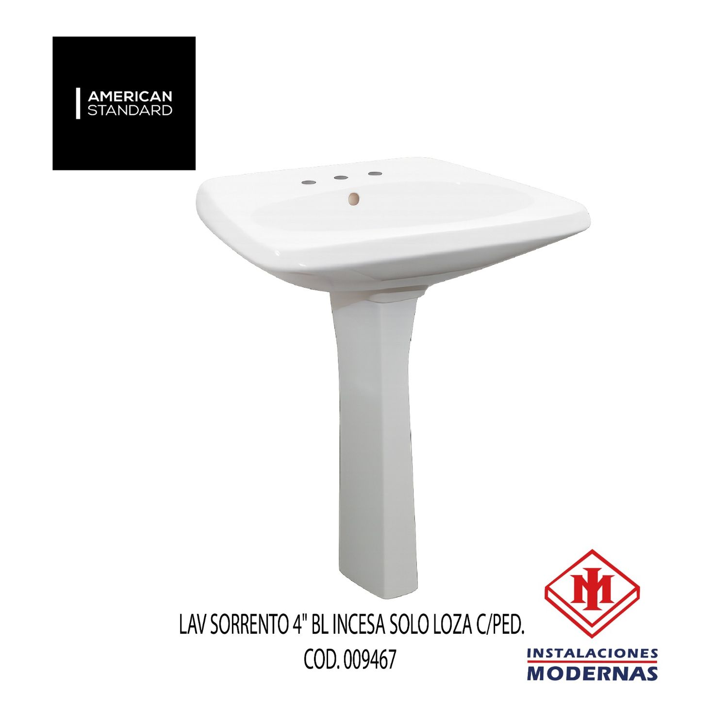 LAV SORRENTO 4" BL INCESA SOLO LOZA C/PED.