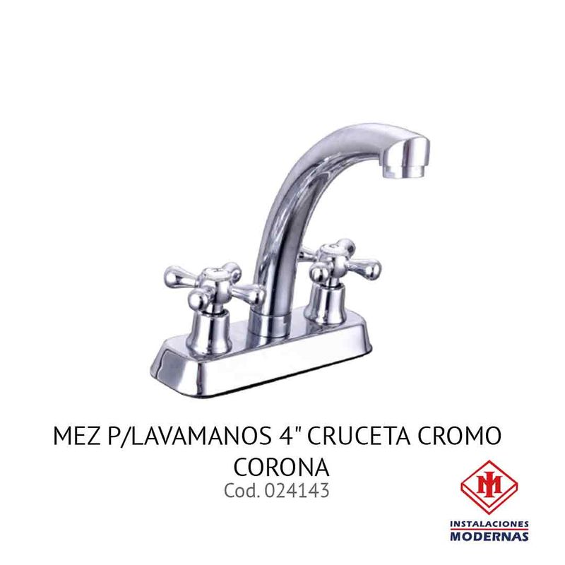 MEZ P/LAVAMANOS 4" CRUCETA CROMO CORONA