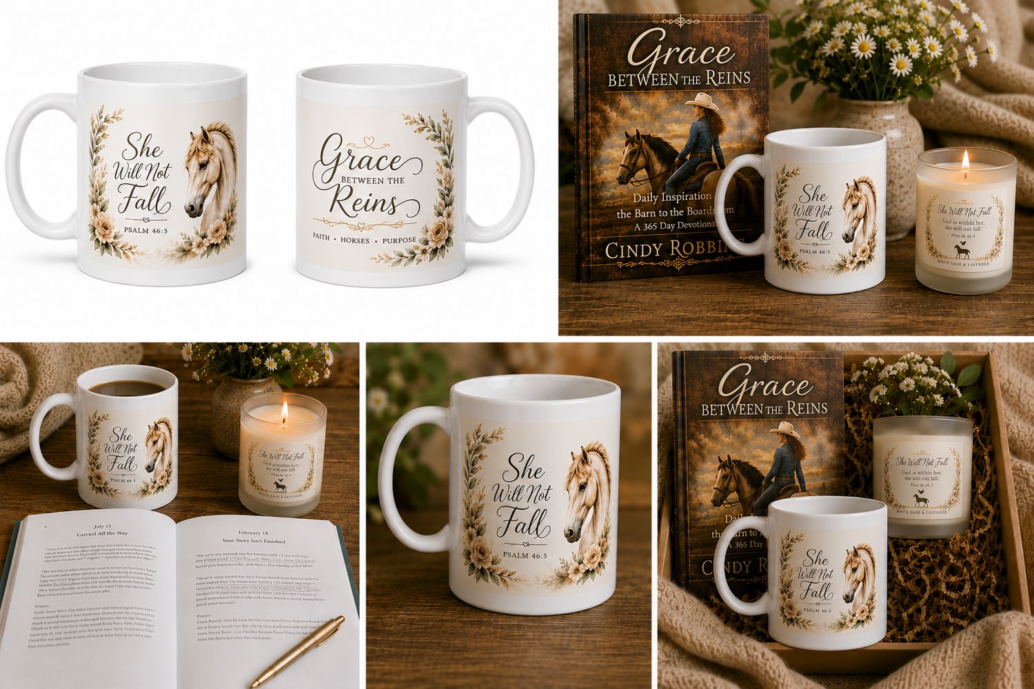 She Will Not Fall - Grace Between the Reins Inspirational Mug