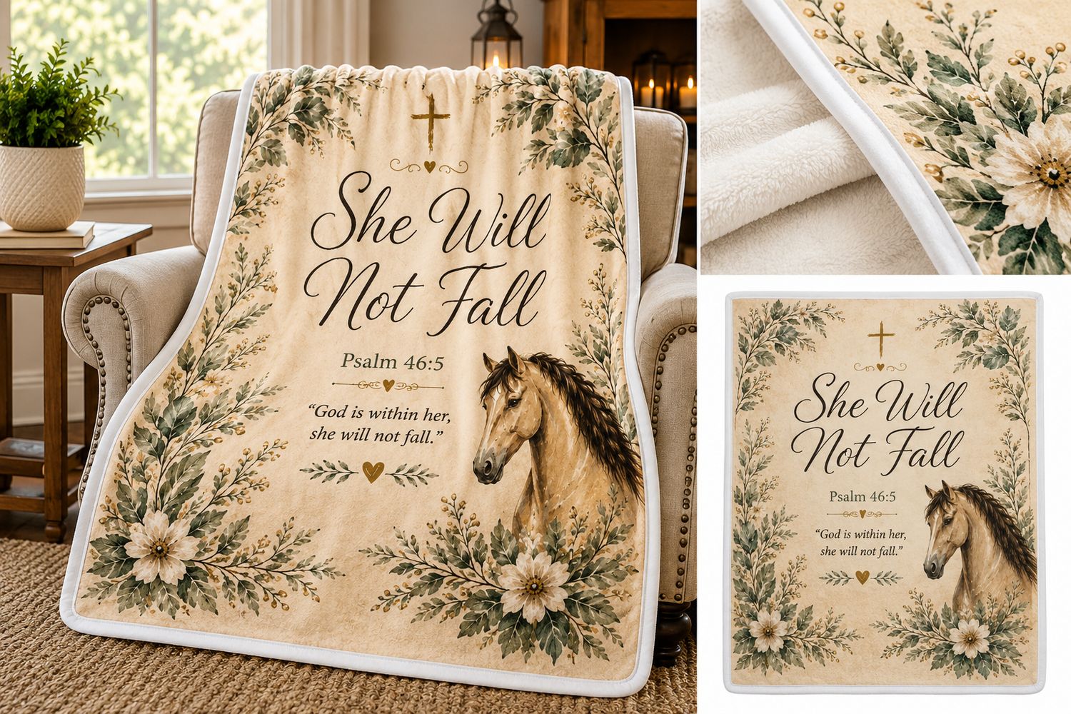 She Will Not Fall Luxury Sherpa Throw Blanket