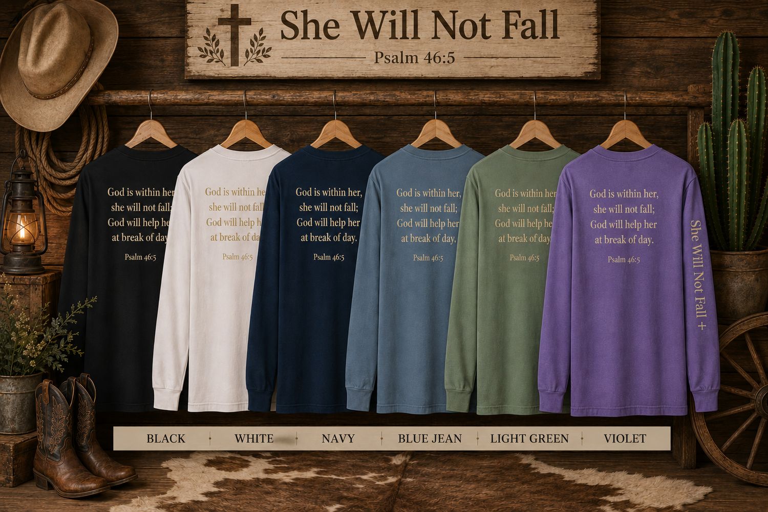 She Will Not Fall™ Garment-Dyed Heavyweight Long Sleeve