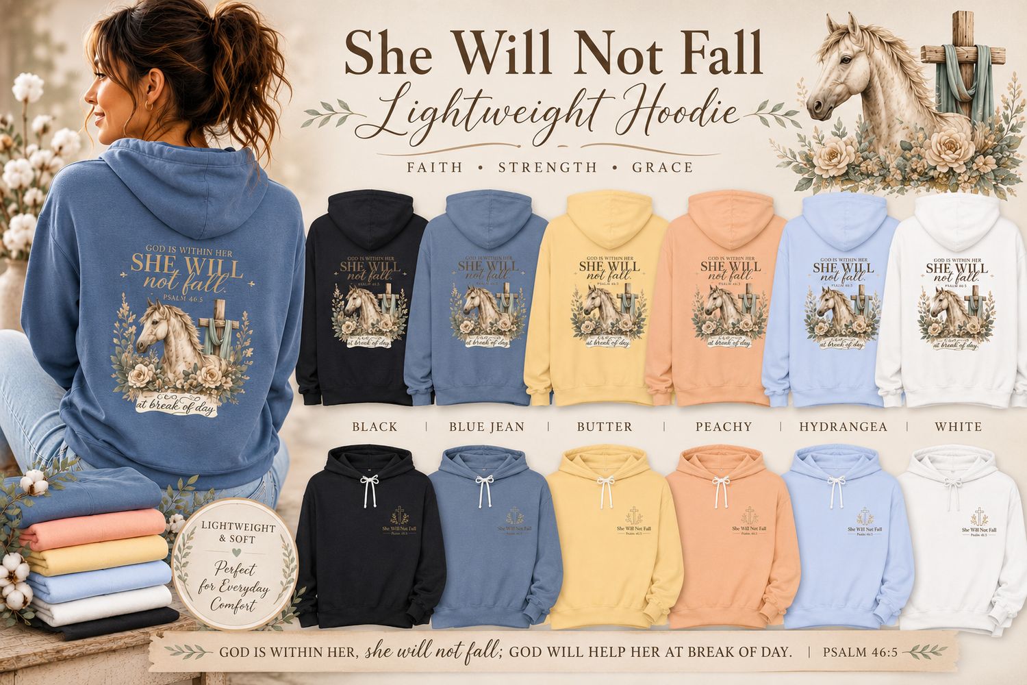 She Will Not Fall™ Lightweight Hoodie
