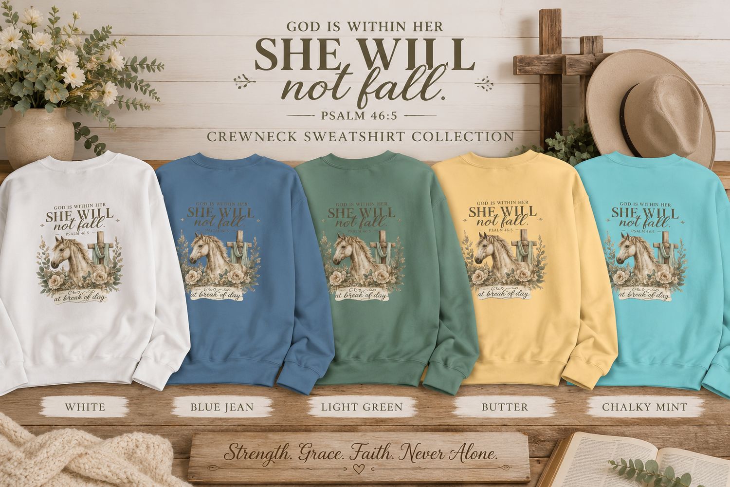 She Will Not Fall™ Comfort Colors Crewneck Sweatshirt