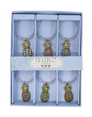 Wine Charms - Pineapples Set of 6