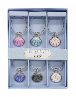 Wine Charms - Painted Shells Set of 6