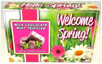 Spring 6.5' x 4.25" Box Filled With Premium Milk Chocolate Mint Truffles