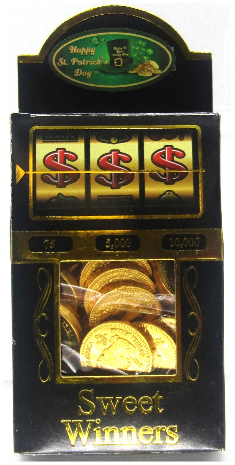ST. PATRICK'S DAY SLOT BOX WITH GOLD CHOCOLATE COINS AND BUTTERSCOTCH