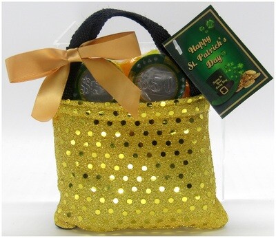 ST. PATRICK'S DAY GOLD ELEGANT BAG WITH CHOCOLATE COINS