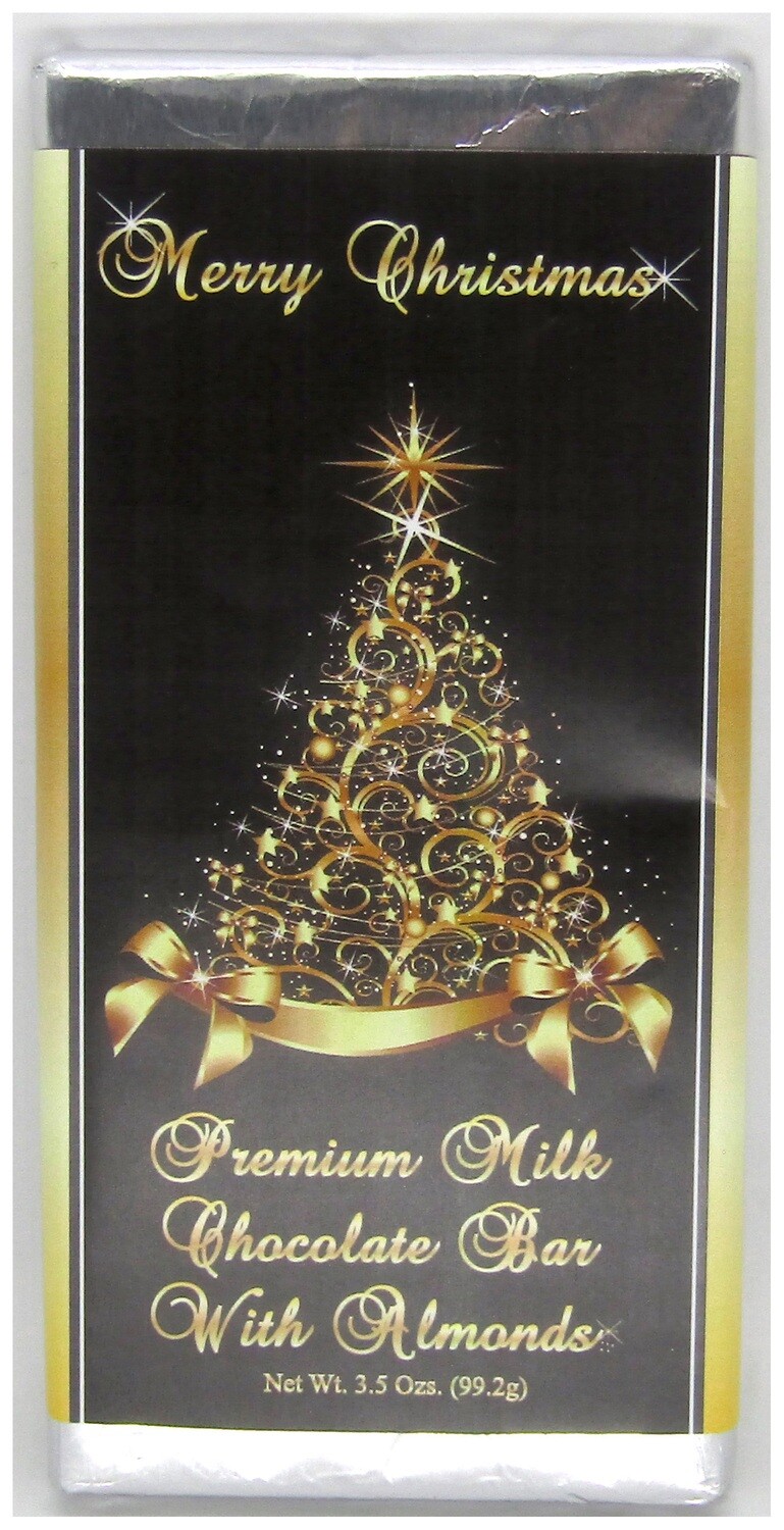 XMAS Gold Tree Large Premium Milk Chocolate Bar With Almonds