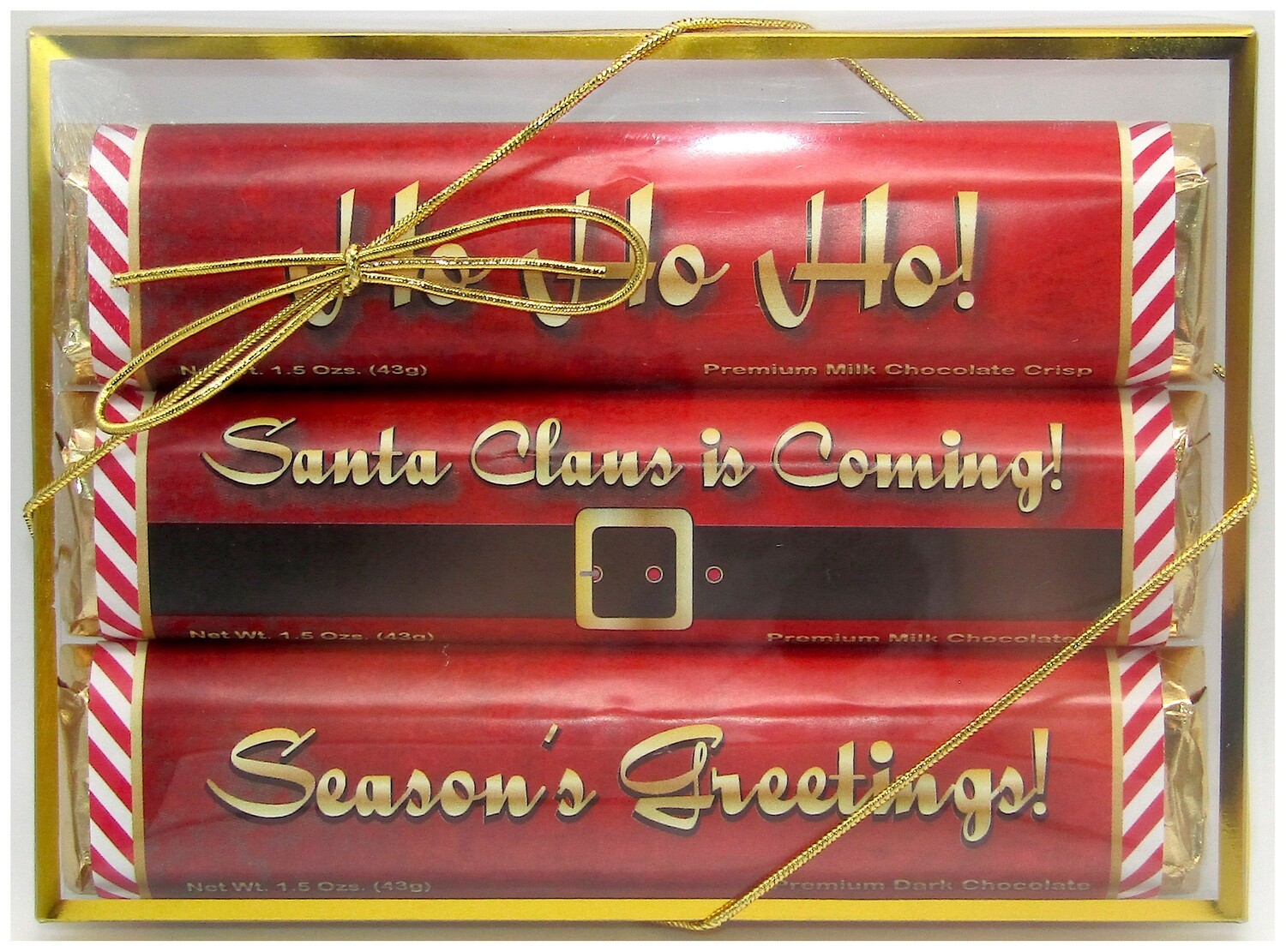 Santa Claus Is Coming 3 Pack Premium Chocolate Bars