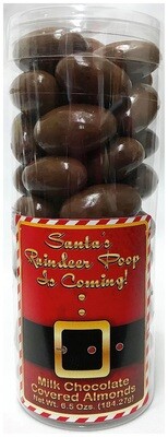 Santa Reindeer Poop Is Coming 5.5" Tall Tube Filled With Milk Chocolate Covered Almonds