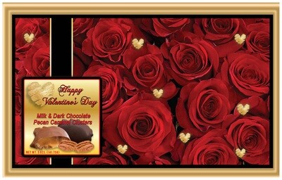 Valentine's Day Rose Box Filled With Milk & Dark Chocolate Pecan Caramel Clusters
