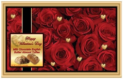 Valentine's Day Rose Box Filled With Milk Chocolate English Butter Almond Toffee