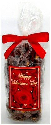Valentine's Day Rose Bag Of Chocolate Covered Pretzels