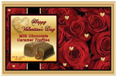 Valentine's Day Rose Box Filled With Milk Chocolate Caramel Truffles