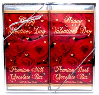 Valentine's Day Rose 2 Pack Large Premium Chocolate Bars