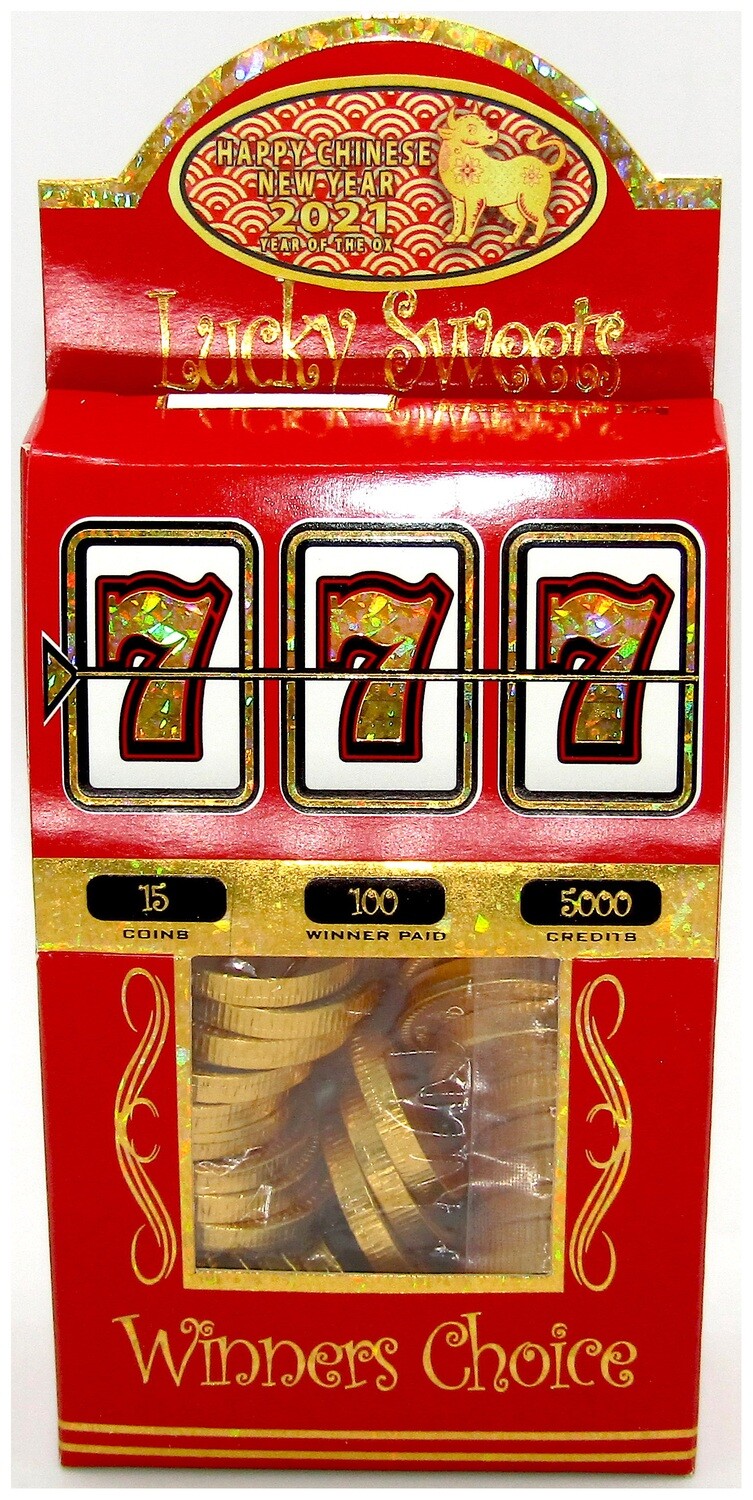 Chinese New Year Slot Box With Gold Chocolate Coins & Fruit Flavored Hard Candies