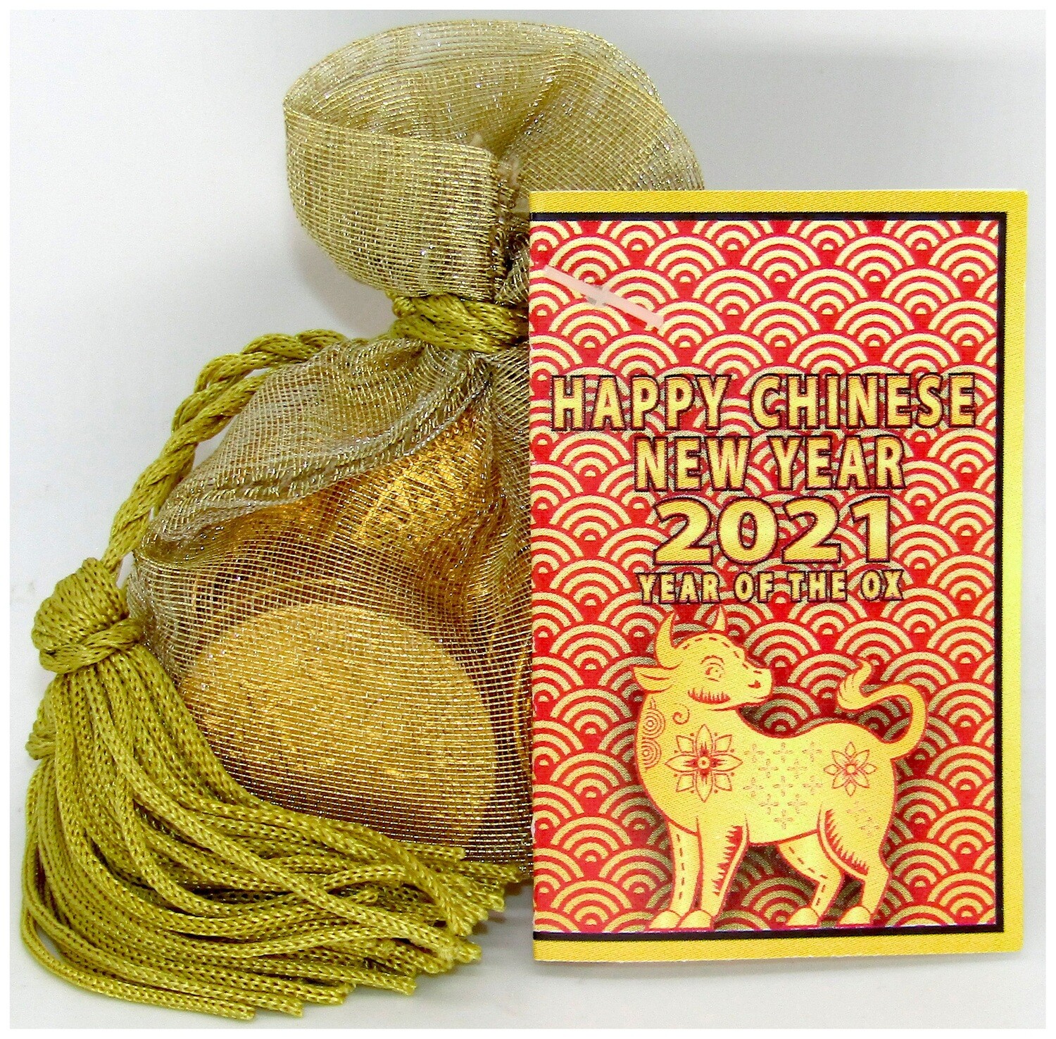 Chinese New Year Gold Elegant Bag With Gold Chocolate Coins