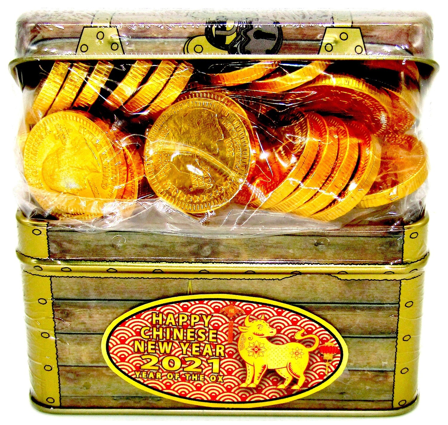 Chinese New Year Treasure Chest with Milk Chocolate Coins