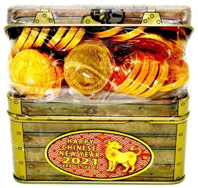 Chinese New Year Treasure Chest with Milk Chocolate Coins