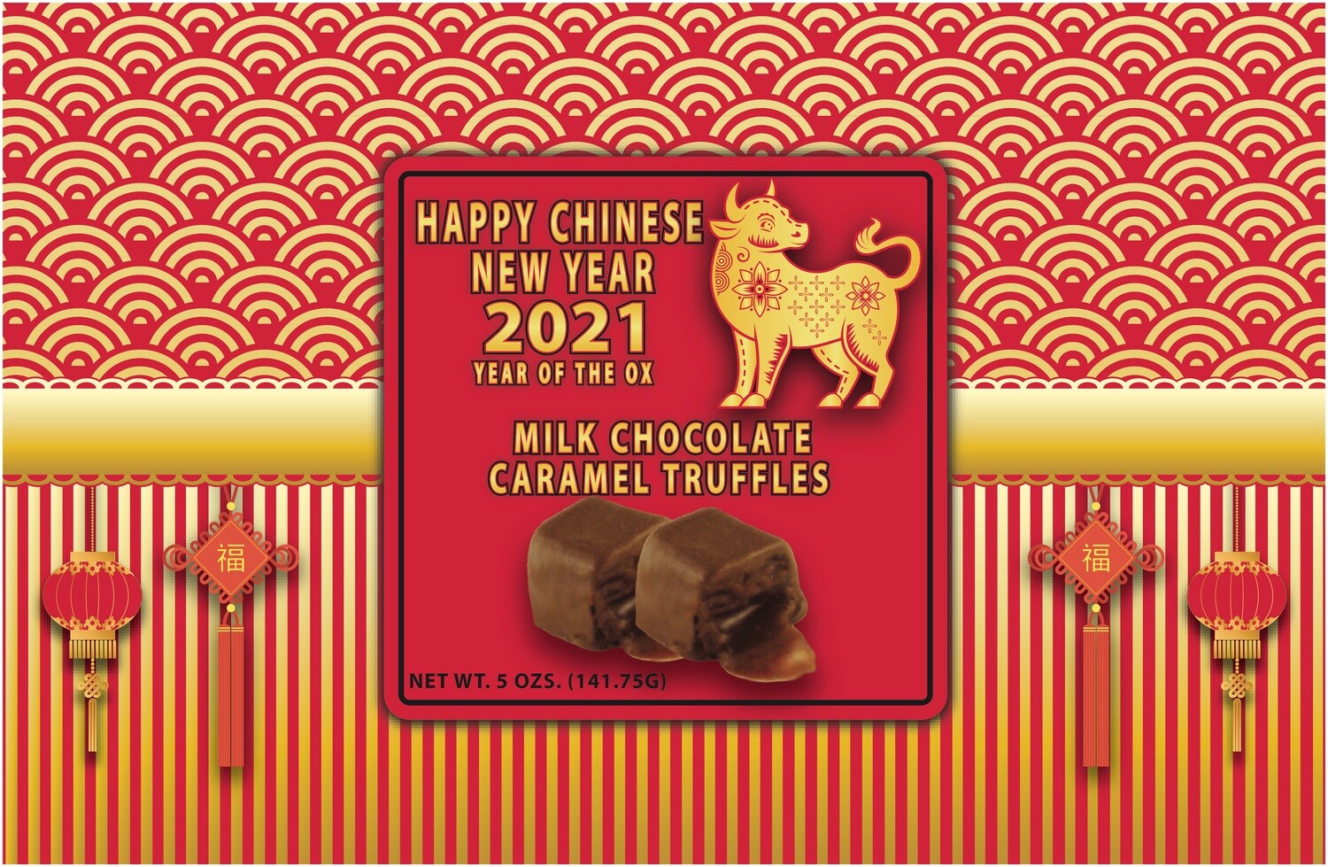 Chinese New Year Box Filled With Milk Chocolate Soft Caramel Truffles