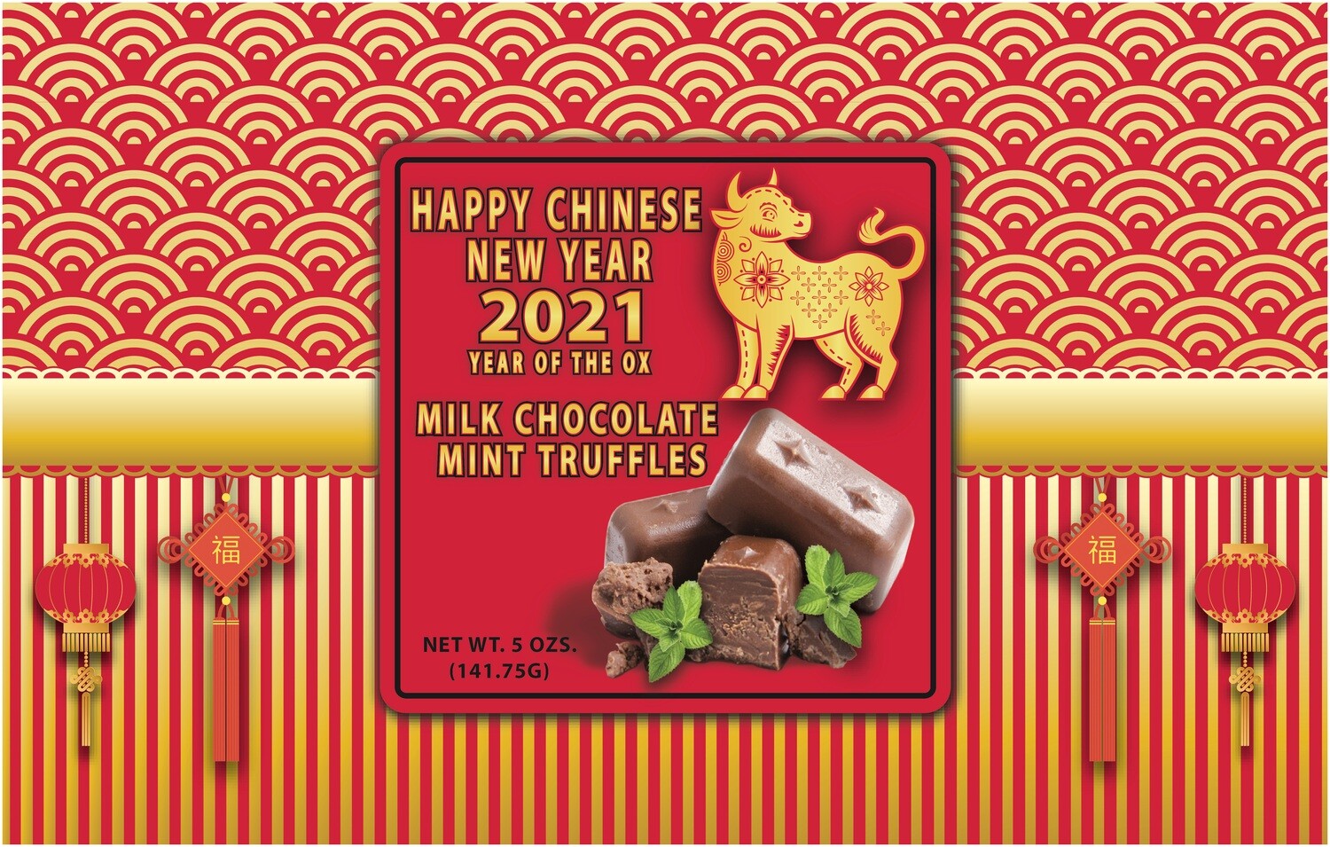 Chinese New Year Box Filled With Milk Chocolate Mint Truffles