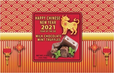 Chinese New Year Box Filled With Milk Chocolate Mint Truffles