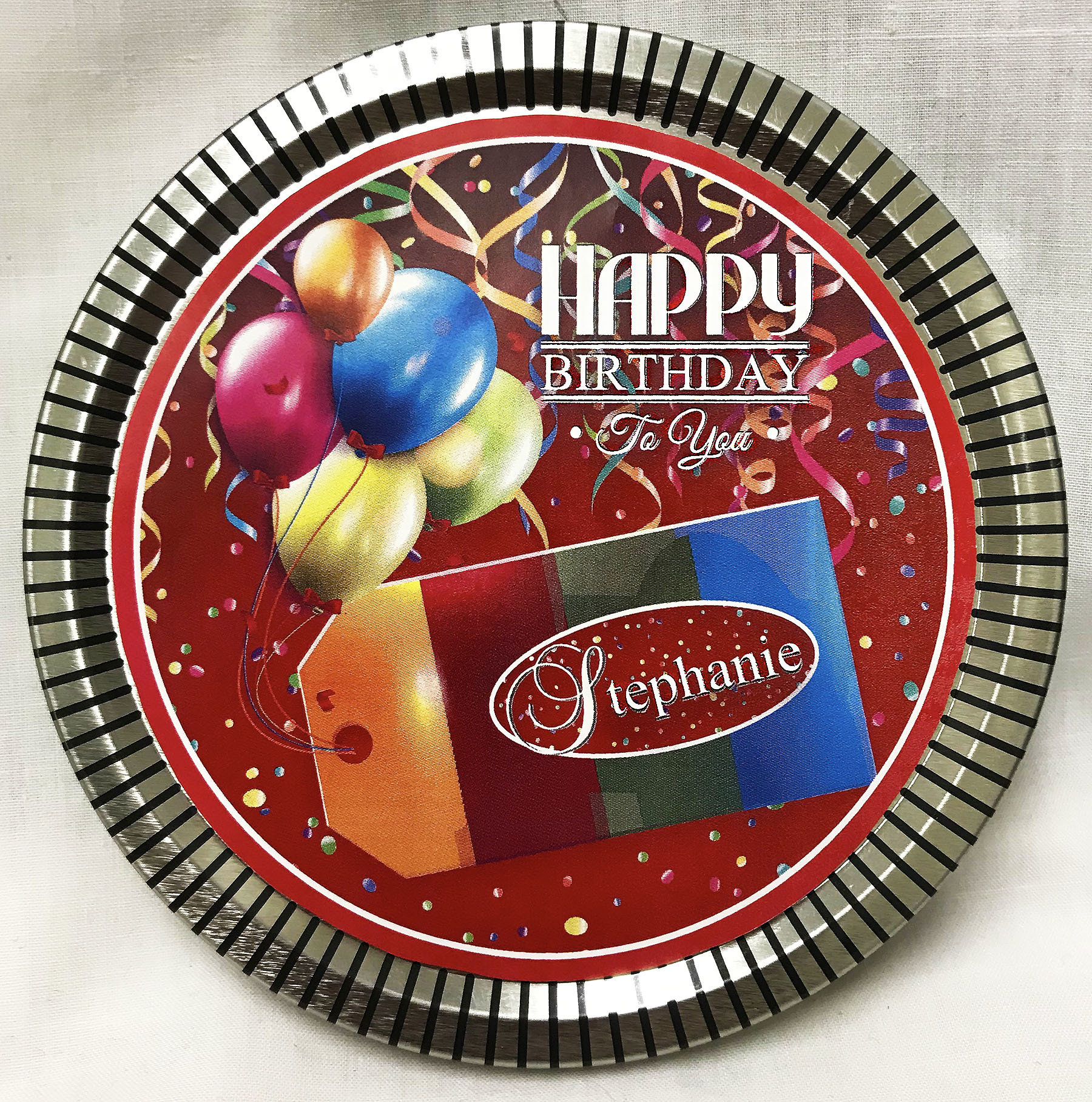 Happy Birthday Medallion Tin with Gourmet Milk Chocolate Wedges
