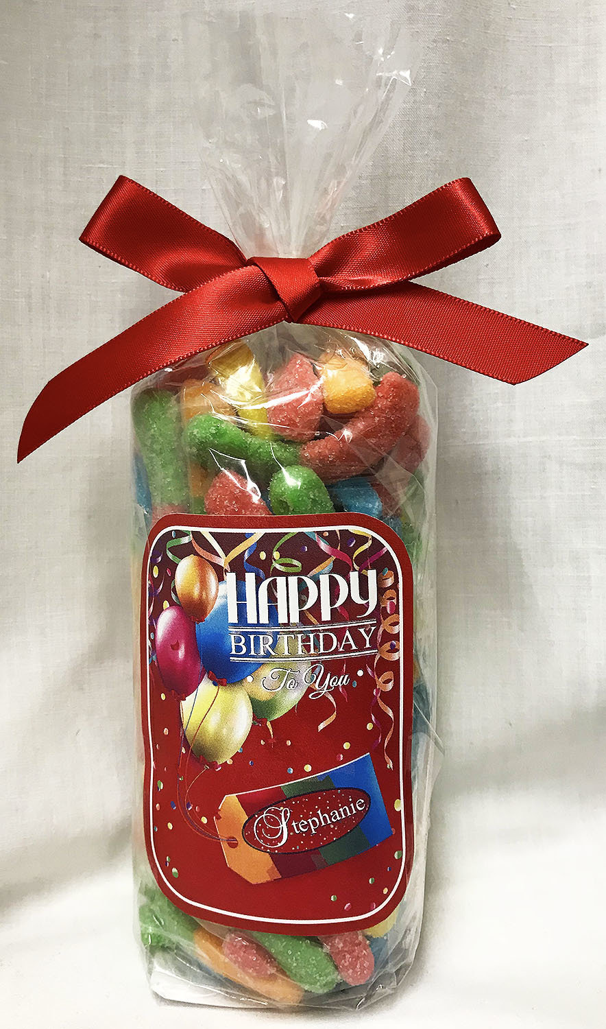 Happy Birthday Sour Worms in a Bag