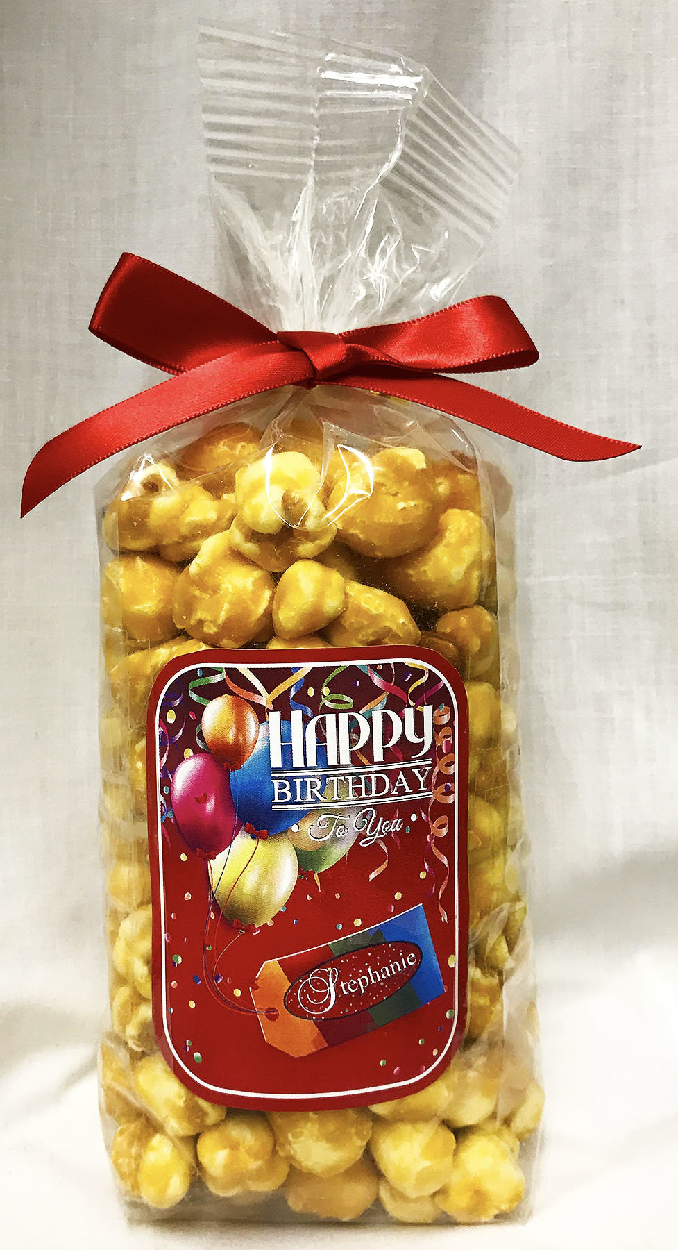 Happy Birthday Gourmet Almond Caramel Popcorn in a Bag