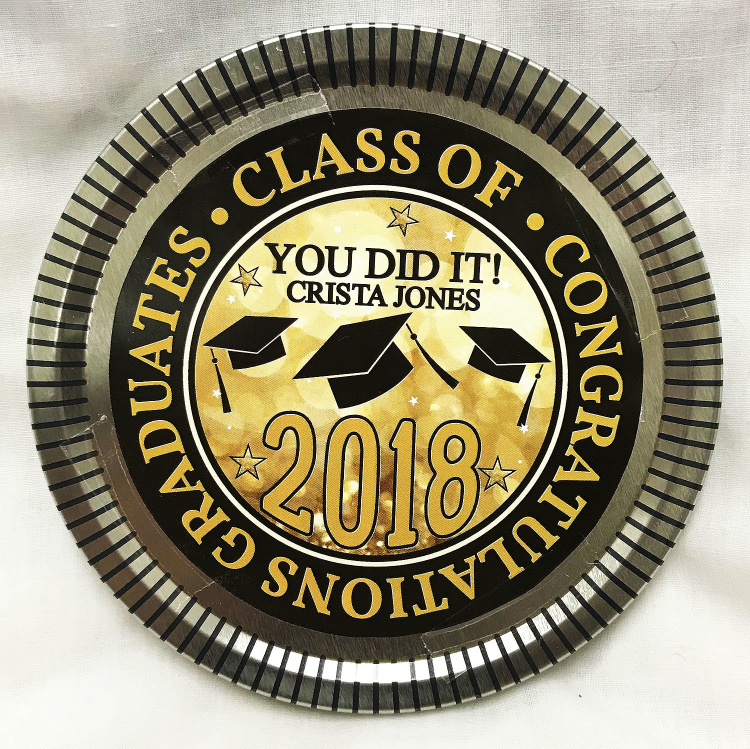 Gold Graduation Medallion Tin with Gourmet Milk Chocolate Wedges