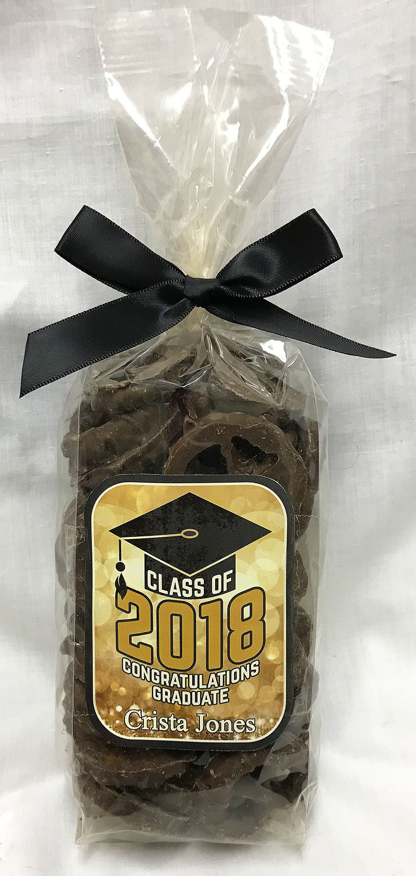 Gold Graduation Milk Chocolate Covered Pretzels