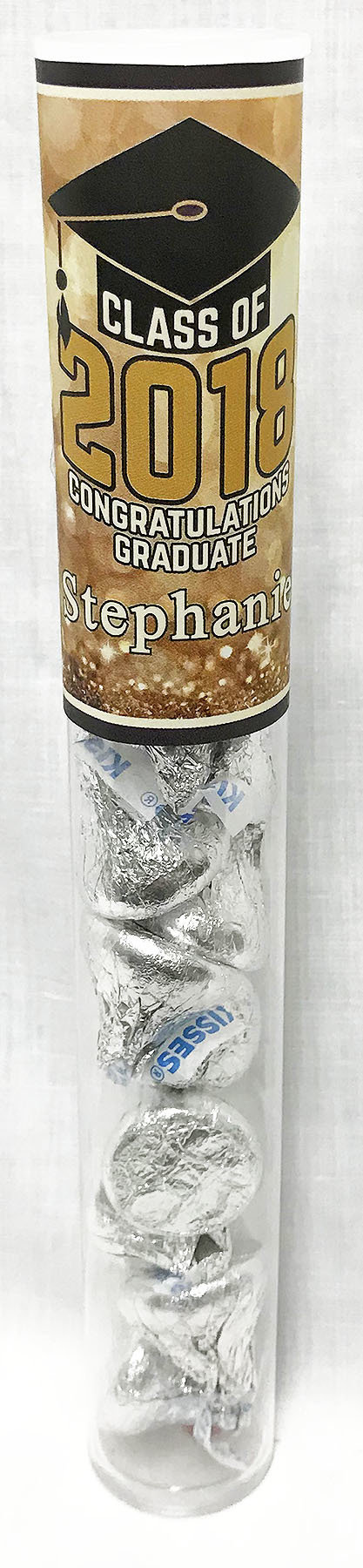 Gold Graduation Tube of Kisses Chocolate