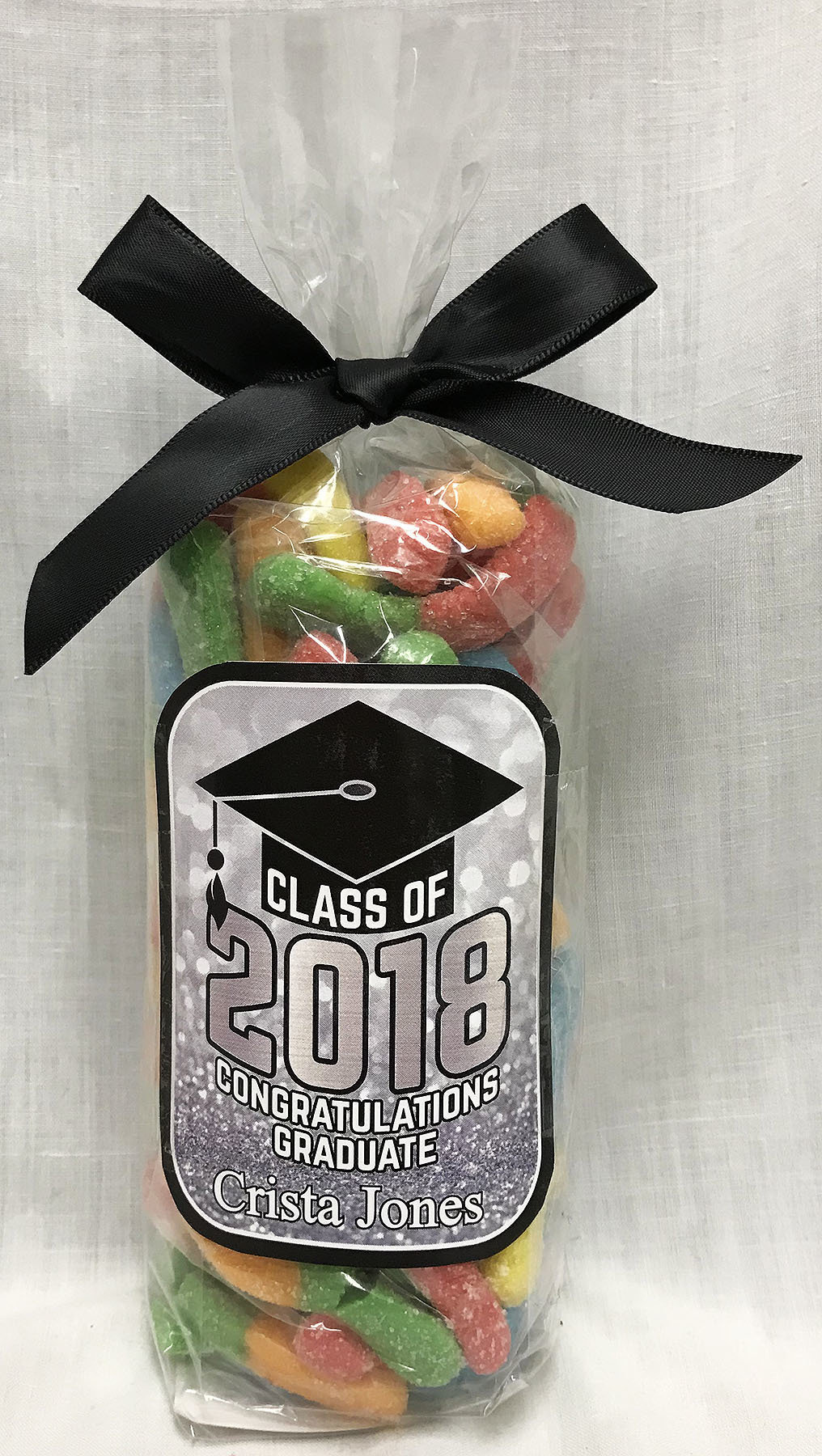 Silver Graduation Bag of Sour Worms