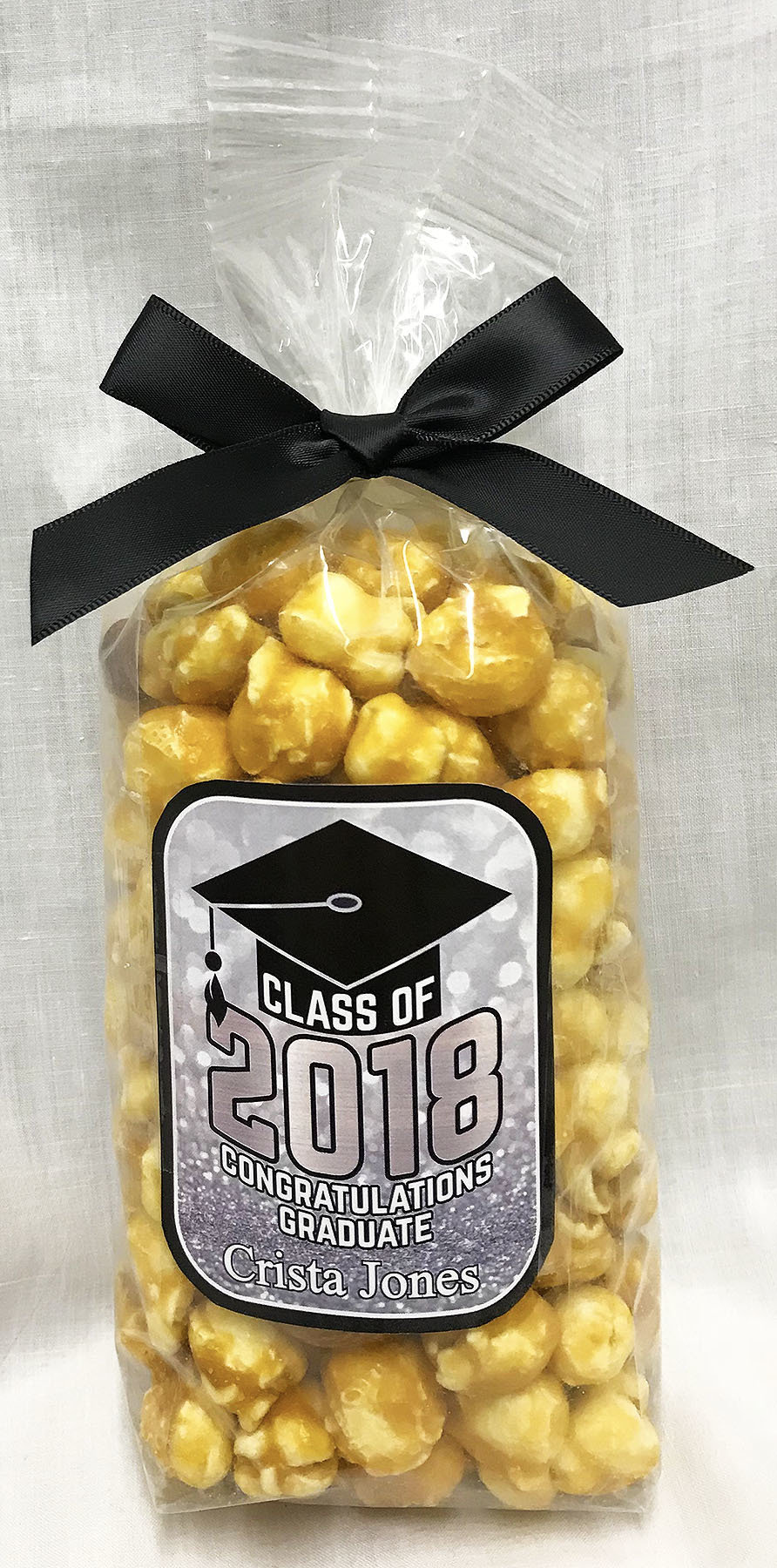 Silver Graduation Gourmet Almond Caramel Popcorn