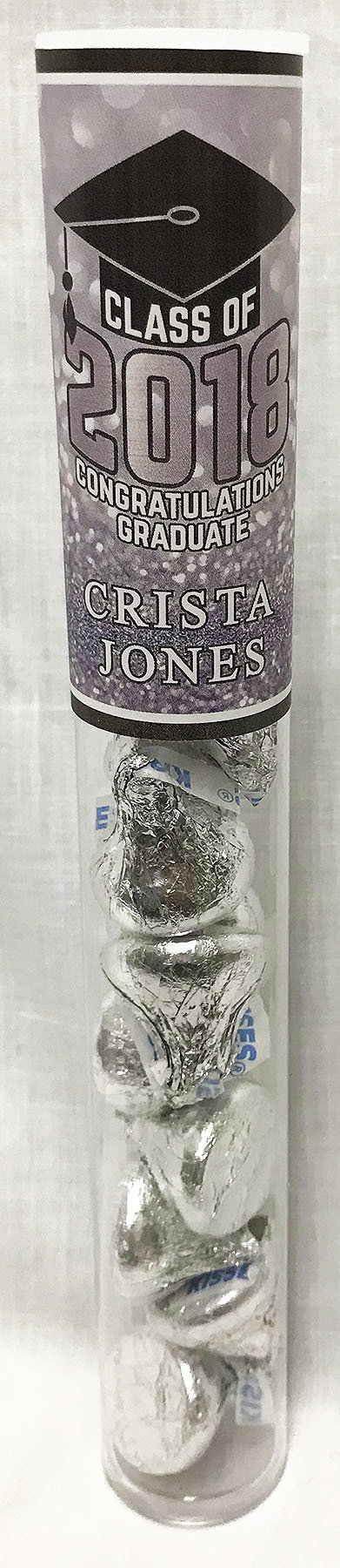 Silver Graduation Tube of Chocolate Kisses