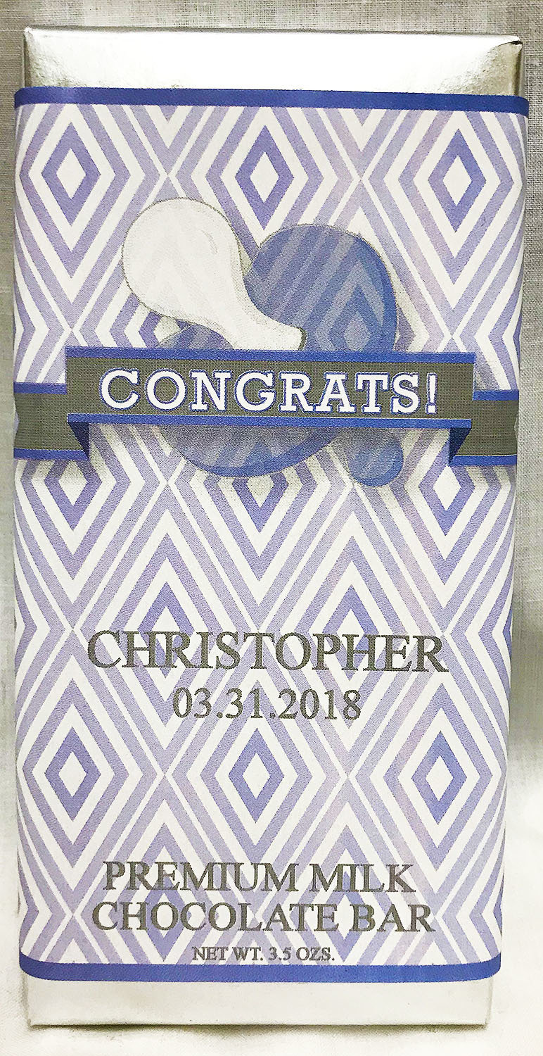 Blue Baby Pacifier Large Premium Milk Chocolate Bar