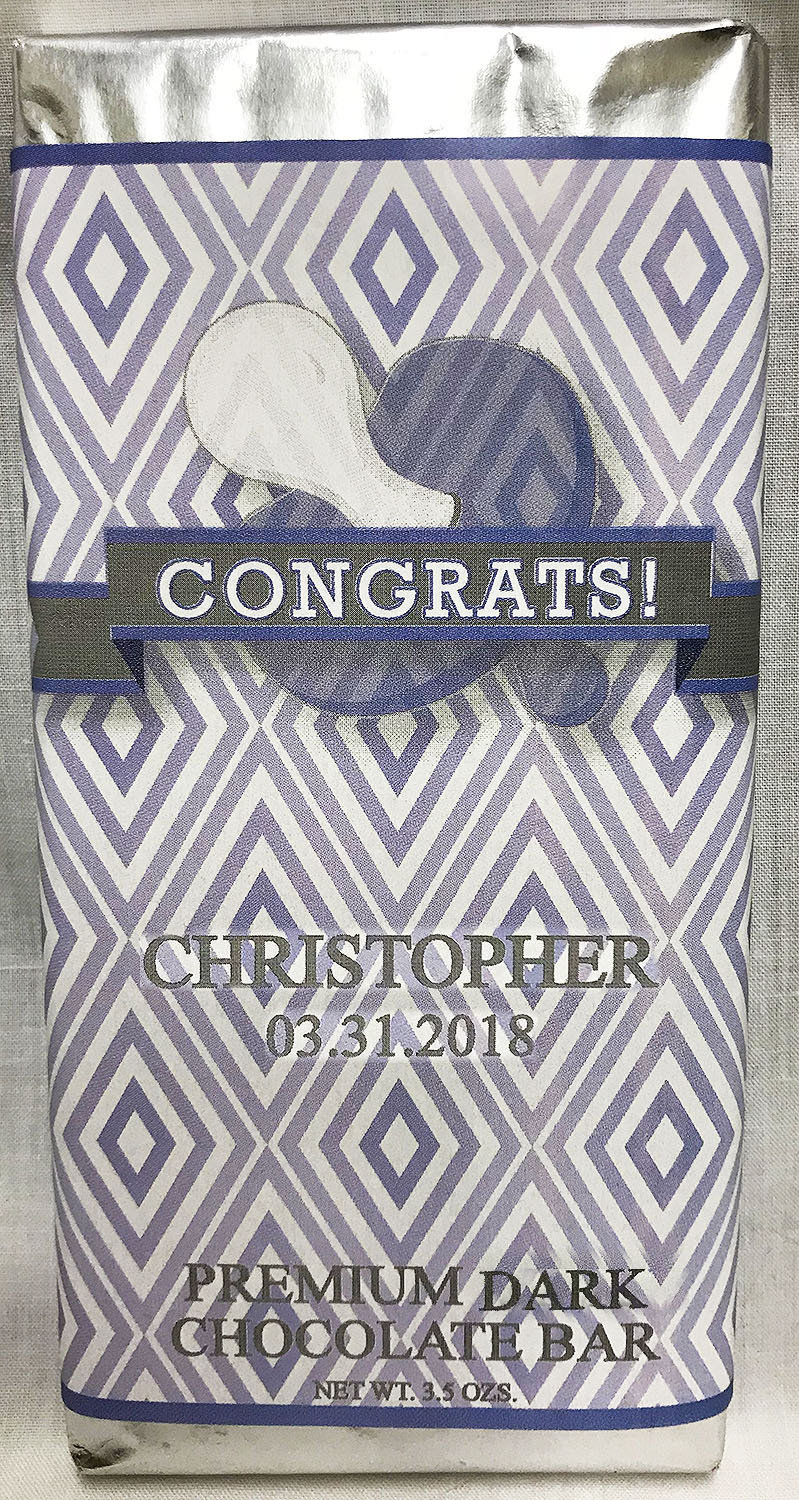 Blue Baby Pacifier Large Premium Dark Chocolate Bar