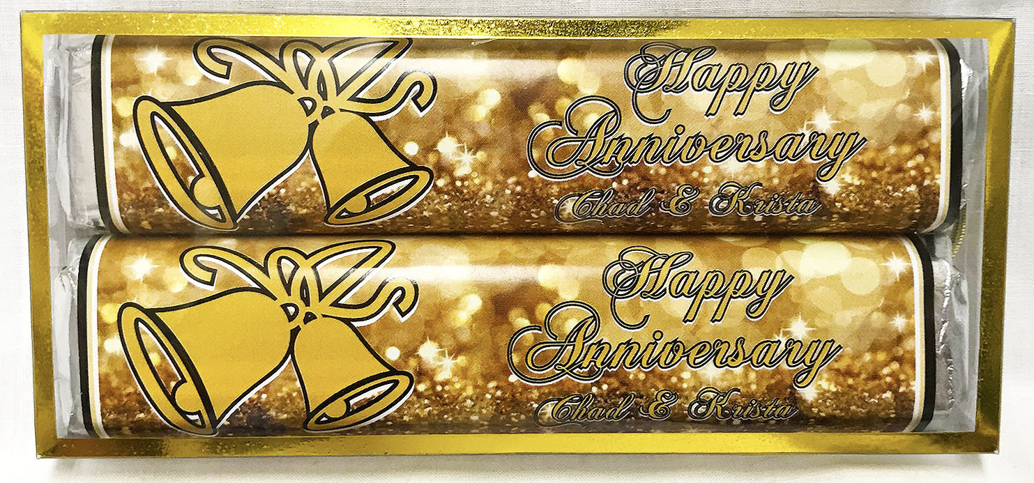 Gold Anniversary 2 Pack Candy Bars (Caramel & Crisp)