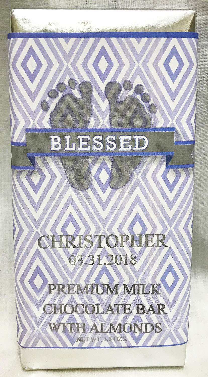 Blue Baby Feet Large Premium Milk Chocolate Bar With Almonds